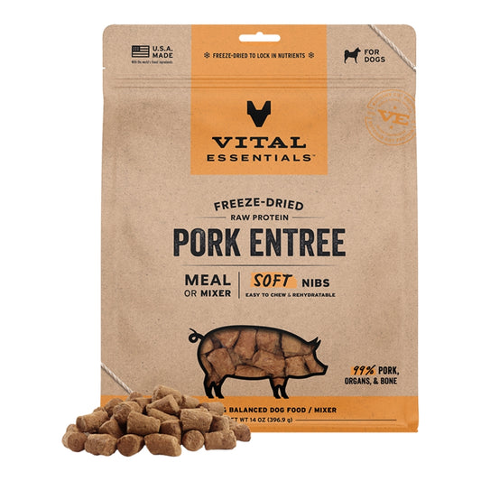 Vital Essentials FD Raw Dog Food Soft Nibs Pork 14oz
