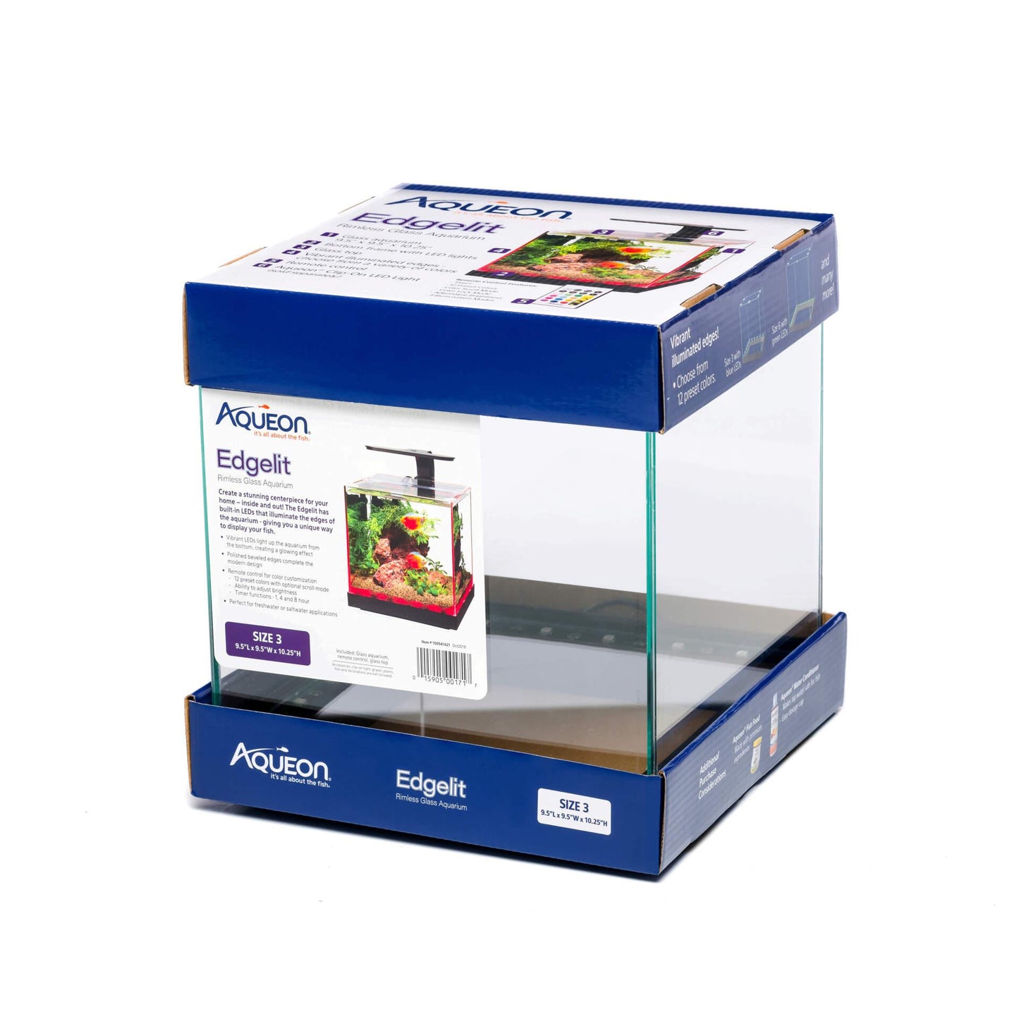 Aqueon Edgelit Rimless Cube Aquarium (3 gallons)