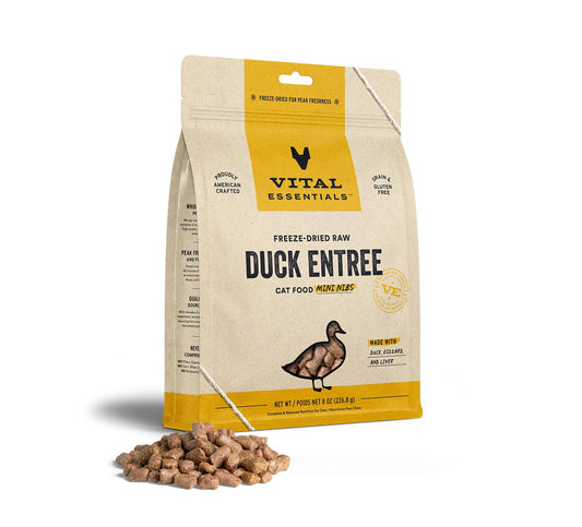 Vital Essentials FD Raw Cat Food Mini Nibs 8 oz - Duck
