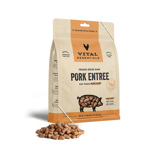Vital Essentials FD Raw Cat Food Mini Nibs 8 oz - Pork