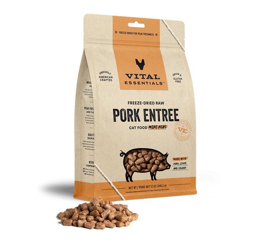 Vital Essentials FD Raw Cat Food Mini Nibs 12 oz - Pork