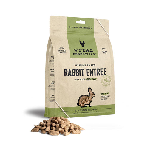 Vital Essentials FD Raw Cat Food Mini Nibs 8 oz - Rabbit