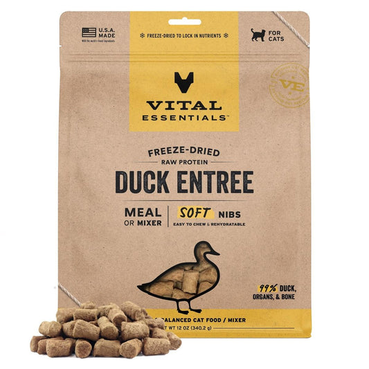 Vital Essentials FD Raw Cat Food Soft Nibs Duck 12oz