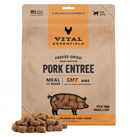 Vital Essentials FD Raw Cat Food Soft Nibs Pork 12oz