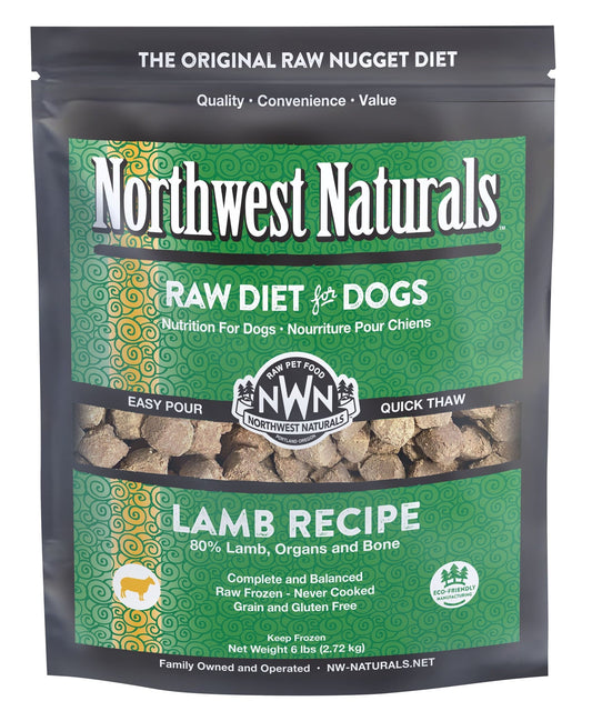 NW Naturals Lamb Fzn Raw Nugget Dog Diet 6lb Box of 6