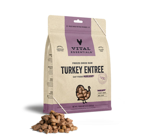 Vital Essentials FD Raw Cat Food Mini Nibs 12 oz - Turkey
