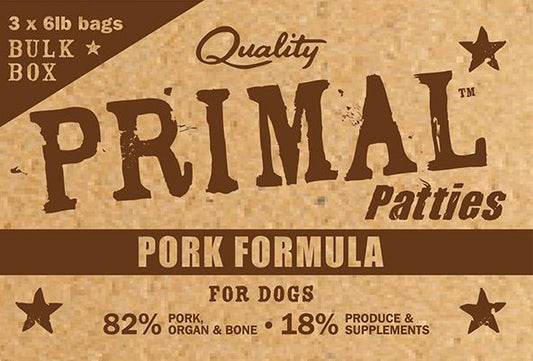 Primal Patties for Dogs - Pork 18lb Box