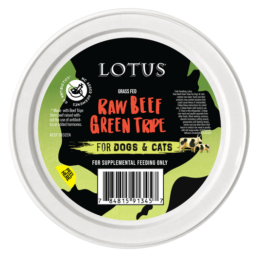 Lotus Raw Beef Green Tripe Recipe for Cats and Dogs 3.75oz