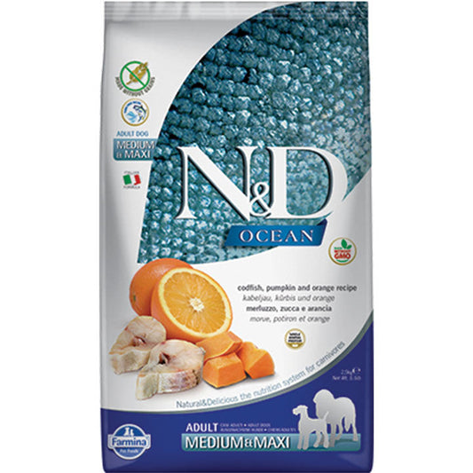 Farmina N&D Dog Ocean Cod/Orange/Pump Med/Max 5.5lb