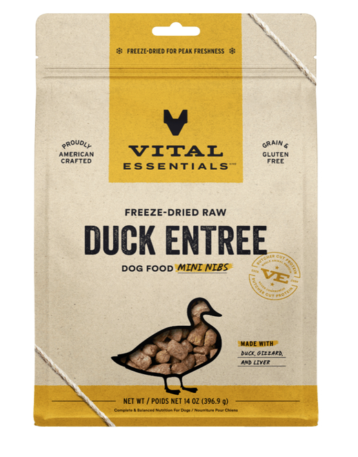 Vital Essentials FD Raw Dog Food - Duck Crunchy Mini Nibs 14 oz