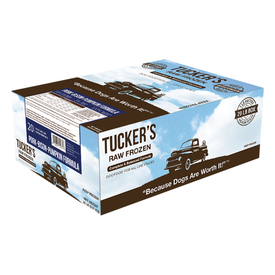 Tuckers Raw FZN for Dogs Food Pork Bison & Pumpkin Patties 20 lb