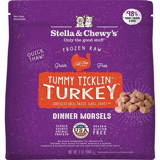 Stella & Chewy's FZN Tummy Ticklin' Turkey Morsels for Cats 3lbPouch