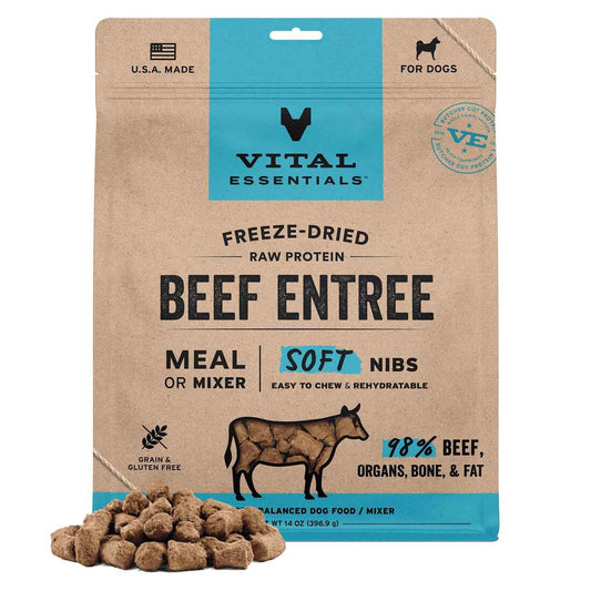 Vital Essentials FD Raw Dog Food Soft Nibs Beef 14oz