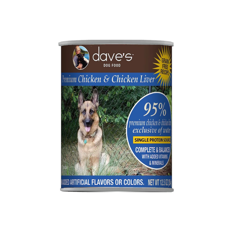 Dave's 95% Premium Chicken & Chicken Liver Formula for Dogs 12.5 oz