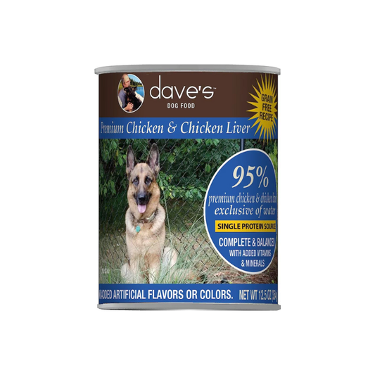 Dave's 95% Premium Chicken & Chicken Liver Formula for Dogs 12.5 oz