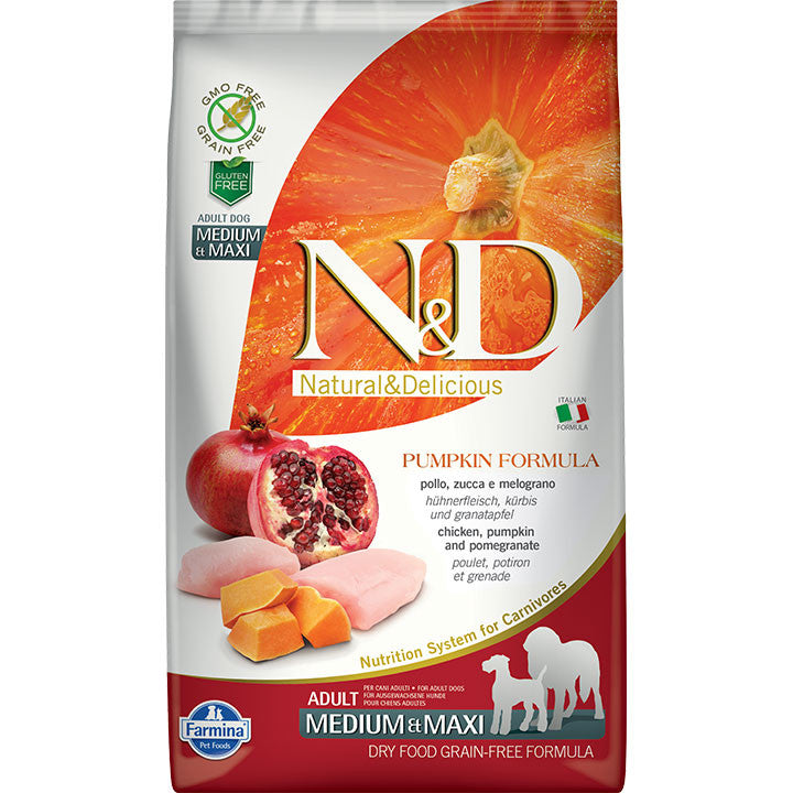 Farmina N&D GF Dog Med/Maxi Chicken & Pom 5.5lb