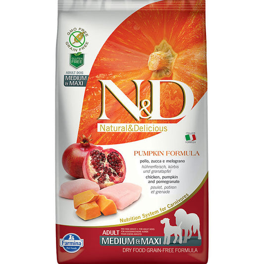 Farmina N&D GF Dog Med/Maxi Chicken & Pom 5.5lb