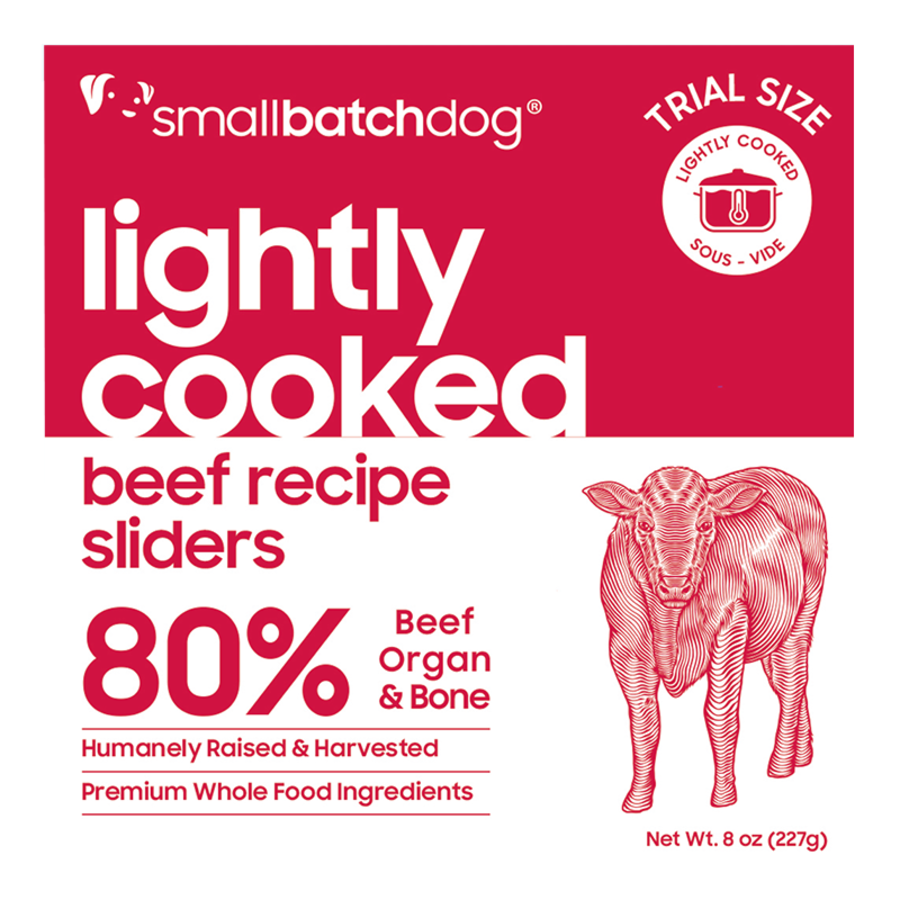 Smallbatch Lightly Cooked Beef Sliders for Dogs 8 oz