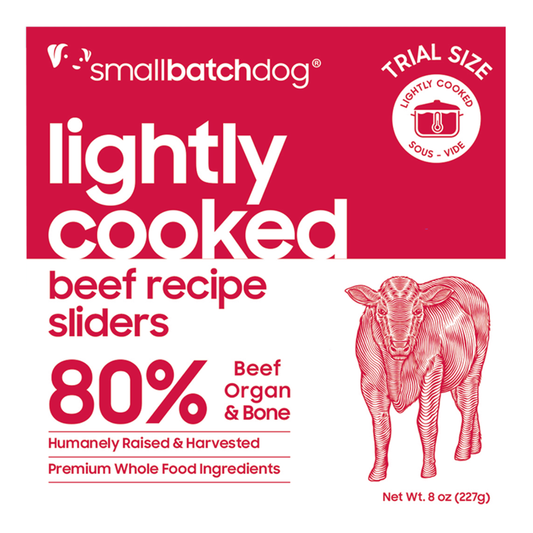 Smallbatch Lightly Cooked Beef Sliders for Dogs 8 oz