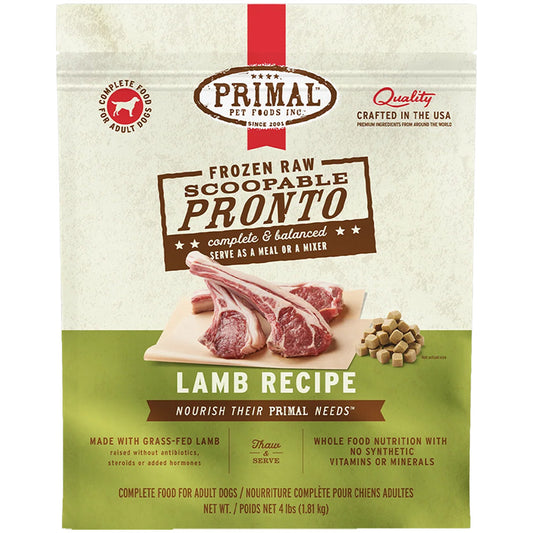 Primal Canine FZN Lamb Pronto Formula 4lb Bag