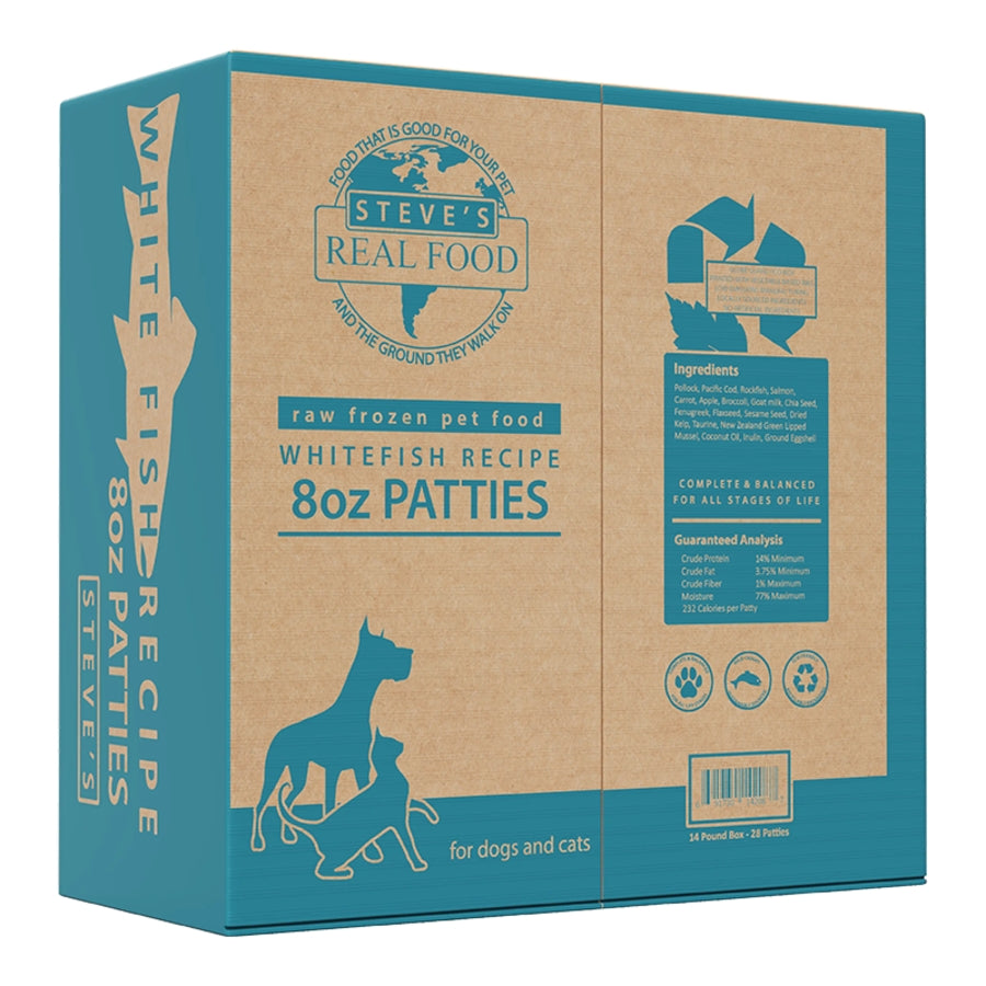 Steve's Real Food Whitefish Patties for Dogs 14lb