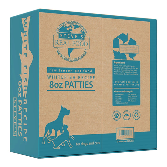 Steve's Real Food Whitefish Patties for Dogs 14lb