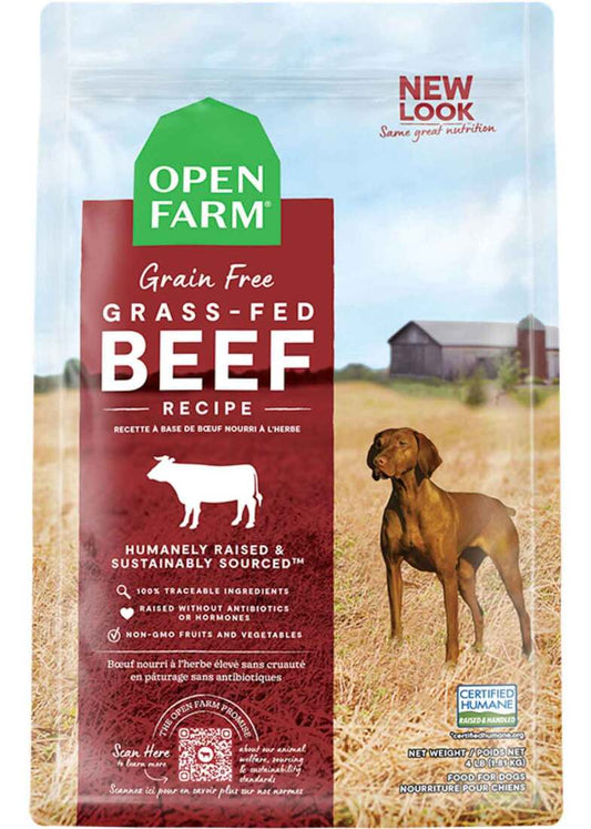 Open Farm Grain Free Kibble Dry Dog Food, Grass-Fed Beef, 22 Pounds