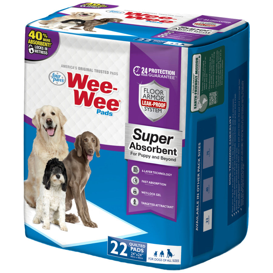 Four Paws Wee-Wee Super Absorbent Pads 24in x 24in (22pk)