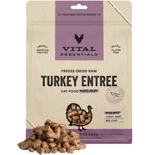 Vital Essentials FD Raw Cat Food Mini Nibs 8 oz - Turkey